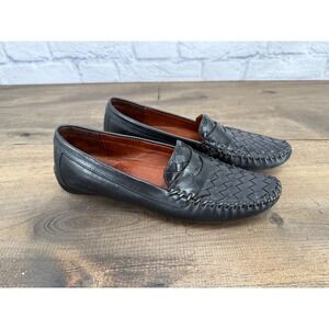 Robert Zur Petra Driving Shoe Black Woven Leather Loafer Women Size 7 Old Money